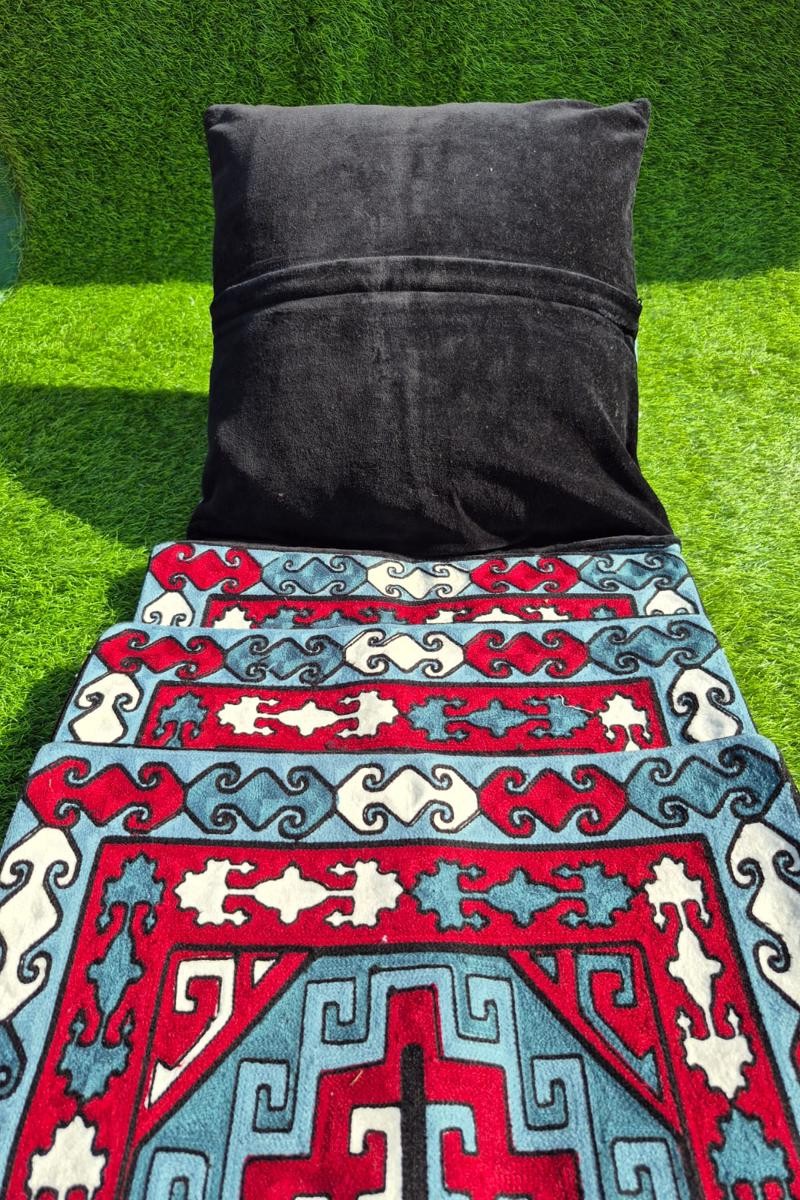 Handmade Cotton Suzani Velvet Embroidered Cushion Cover 5 PC Set- Perfect Home Decor - Image 3