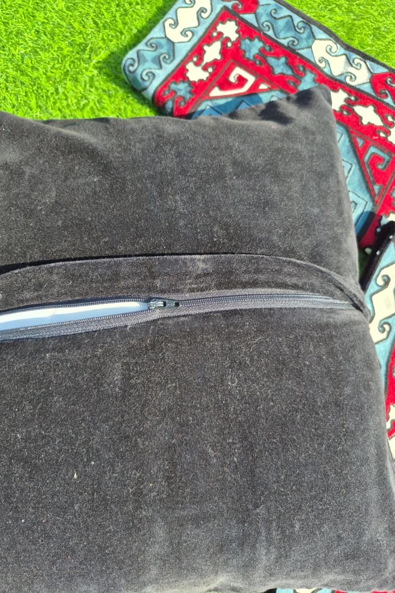 Handmade Cotton Suzani Velvet Embroidered Cushion Cover 5 PC Set- Perfect Home Decor - Image 4